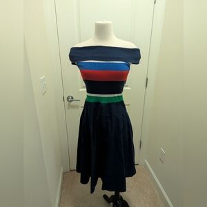Ralph Lauren Nautical Stripe Off-Shoulder Dress Size M